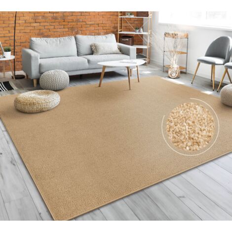 Paco Home Alfombra Salón Color Liso Discreta Moderna Pelo Corto Varios Colores Y Tamaños 160 cm cuadrado, Oro