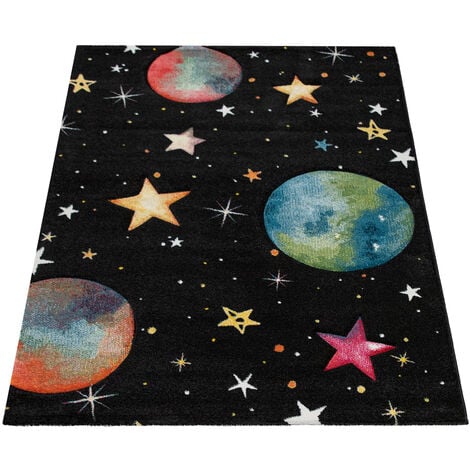Alfombra infantil pelo corto diseño planeta espacio luna alfombra