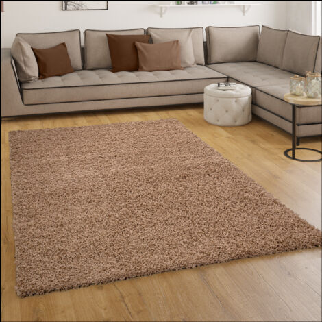Paco Home Alfombra Sky Lisa De Pelo Alto Largo Estilo Shaggy En Beige 160x220 cm (1/5)