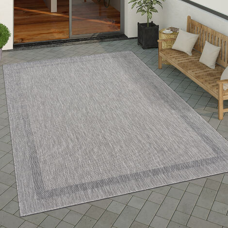 Paco Home Alfombra Interior Y Exterior Balcon Terraza Alfombra Cocina Moderna Dibujo Geometrico Motivo  Abstract 80x150 cm, Gris 2