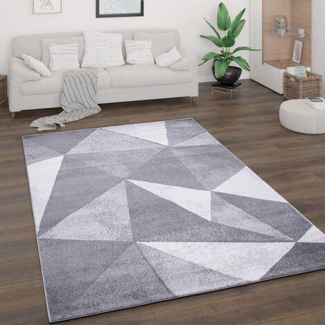 Paco Home Alfombra Salón Pelo Corto Motivo Vintage Abstracto Moderno Geométrica A Rombos Gris, 200x280 cm