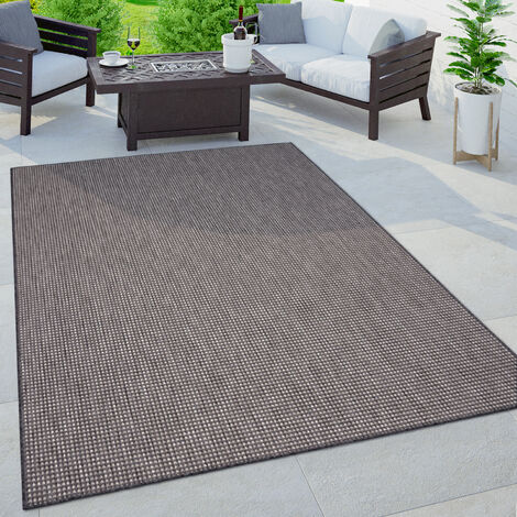 Paco Home Alfombra Salon De Habitacion Exterior Terraza Jardin Boho Chic Lisa Moteado Antracita, 120x160 cm