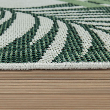 Alfombra Hojas De Palmera | Diseño Boho Chic | Verde | 80x150 Cm | Para Salón, Habitación, Terraza