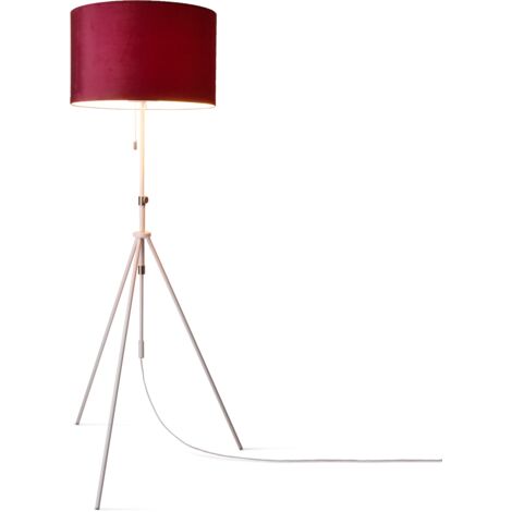 Paco Home Lámpara De Suspensión Lámpara De Pie Trípode Salón Pantalla Terciopelo Monocolor E27 Baya Blanco (Ø45,5 cm), Lámpara de pie Tipo 2 - Blanco