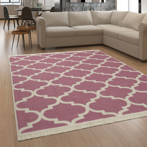 Paco Home Alfombra Salon De Habitacion Se Puede Lavar En La Lavadora Motivo Nordica Boho 80x250 cm, Pink