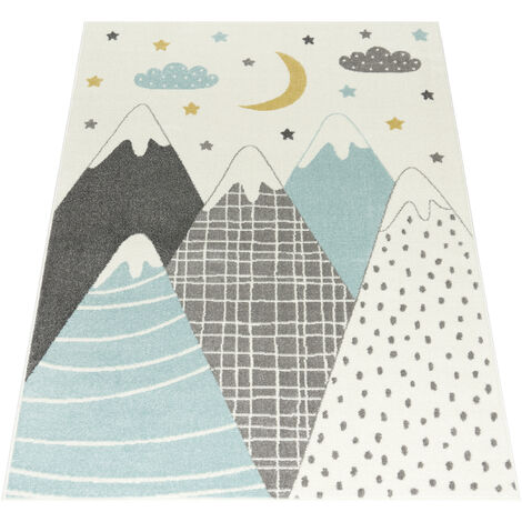  Paco Home Alfombra infantil para guardería con montañas de  colores pastel, estrellas de ensueño y luna en azul, tamaño: 6'7 x 9'2 :  Bebés