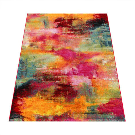 Paco Home Alfombra Salon De Habitacion Pelo Corto Boho Chic Moderna  Abstract 3D Flecos 200x290 cm