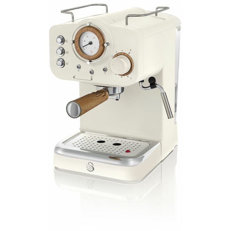 Swan Brand - Retro Pump Espresso Coffee Machine in Yellow