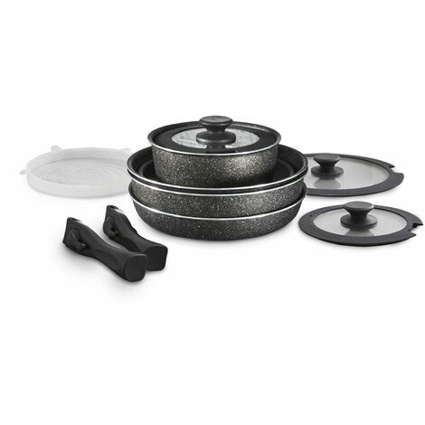 Tower T900160 Freedom 13-Piece Precision Black Diamond Coated Cookware Set, Induction Compatible, Stackable Design, Black