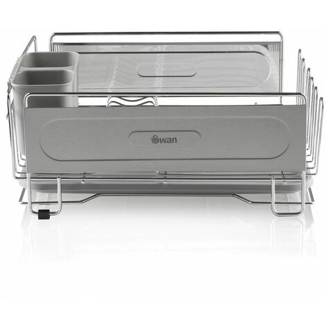 Swan SWKA5050N Dish Rack, Rust Resistant Dish Drainer with Anti Slip Feet and Drip Tray, Chrome (1/5)