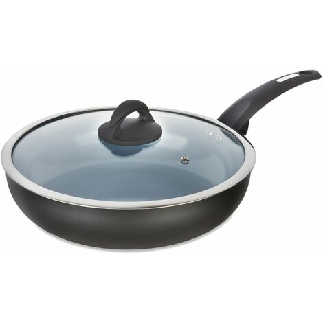 Tower Cerasure T80305 Saute Pan with Aluminium Body with Stay Cool Ergonomic Phenolic Handles, Graphite
