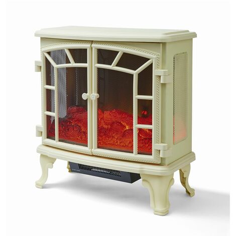 Warmlite WL46020C Rochester Portable Electric Double Door Fireplace Heater  with Realistic LED Flame Effect, Remote Control, Overheat Protection,  2000W, Cr�me