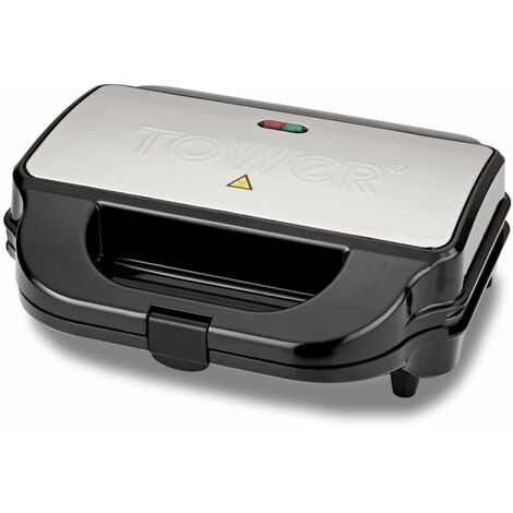 Tower T27032 3-in-1 Deep Filled Snack Maker with Non-Stick Coated Plate and Automatic Temperature Control, 900W, Stainless Steel