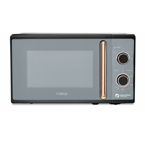 TOWER T24038RG Cavaletto Manual Microwave with 5 Power Levels & 35 Minute Timer, 800W, 20L, Black Rose Gold