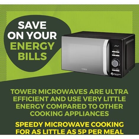 TOWER T24038RG Cavaletto Manual Microwave with 5 Power Levels & 35 Minute Timer, 800W, 20L, Black Rose Gold