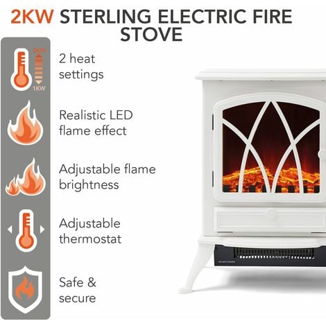 Warmlite WL46018W 2KW Electric Fireplace Heater, White