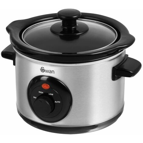 Swan SF17010N 1.5 Litre Round Stainless Steel Slow Cooker with 3 Cooking Settings, 120W, Silver (1/5)