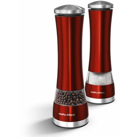 Morphy Richards Accents Electronic Salt And Pepper Mill Set Red