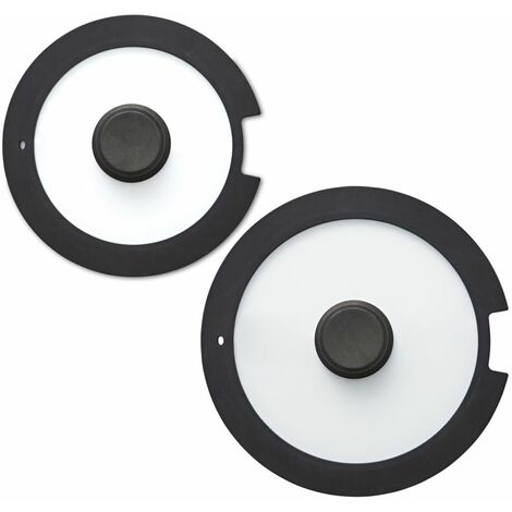 Tower Freedom T800206 2 Piece 24cm/28cm Glass Lids with Silicone Edges and Steam Release Vents, Black