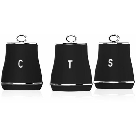 Tower T826176BLK Renaissance Set of 3 Storage Canisters for Coffee/Sugar/Tea, 1.5L, Black