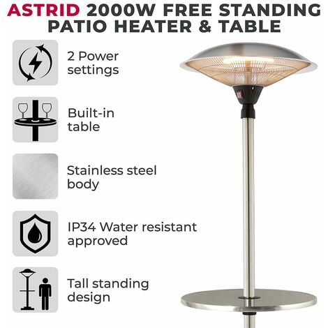 TOWER T978521 - ASTRID 2KW Patio Heater Table