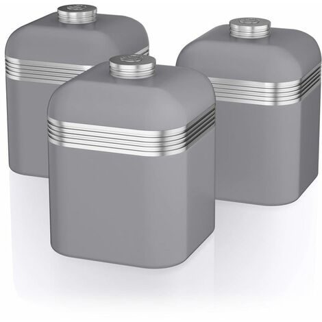 SWAN SWKA1020GRN - Retro Set of 3 Canisters Grey