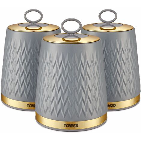 TOWER T826091GRY - Empire Set of 3 Canisters