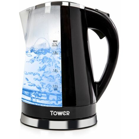 LED colour changing kettle 1.7L – 2200W stainless steel – Innovative design with dynamic lighting – Perfect for modern kitchens – Tower (1/5)