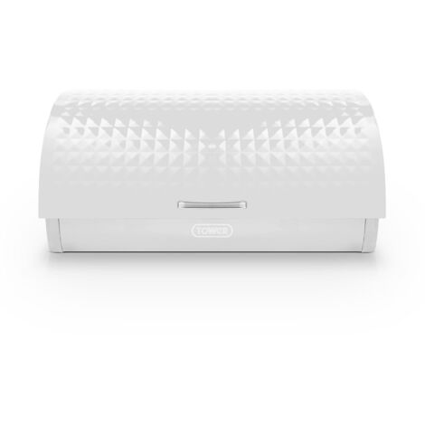 Tower Solitaire Bread Bin, Silver stainless steel body, White lid T826206WHT (1/5)