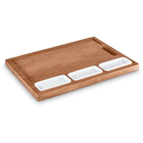Tower Multi-Purpose Chopping Board with Ceramic Bowls, Suitable for Food Preparation and Serving, Mango Wood T847044 (1/5)