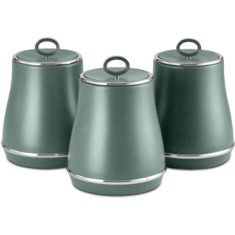 Tower Renaissance Set of 3 Storage Canisters for Coffee/Sugar/Tea, 1.5L, Forest Green T826176FOR