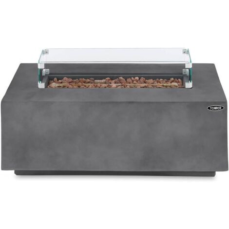 Tower T978528 Magna Rectangular Gas Fire Pit made from Magnesium Oxide, Fire and Moisture Resistant, Grey (1/5)
