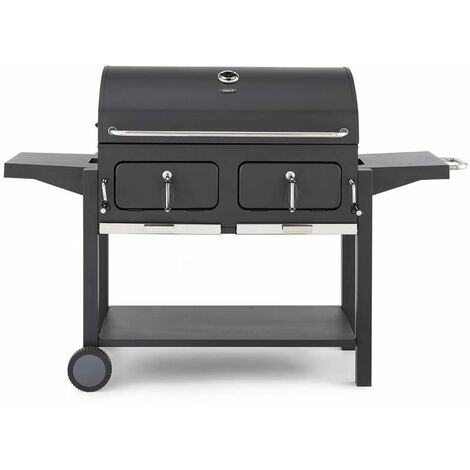 Tower Ignite T978510 Duo XL BBQ Grill with Adjustable Charcoal Grill and Temperature Gauge, Black