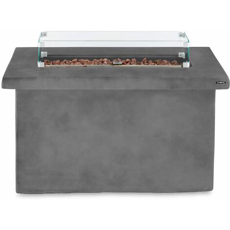 Tower T978529 Large Magna Rectangular Gas Fire Pit made from Magnesium Oxide, Fire and Moisture Resistant, Grey (1/5)