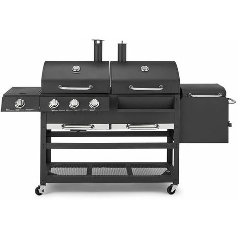 Tower Ignite T978507 Multi XL Grill BBQ with Gas/Charcoal/Smoker/Side Burner, Black