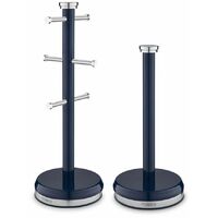 Tower T826172MNB Belle Mug Tree and Towel Pole Set, Stainless Steel, Midnight Blue