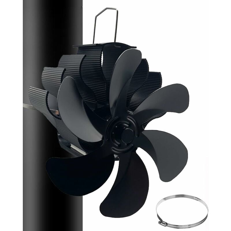 RHAFAYRE Mini ventilateur de poêle à bois 8 pales alimenté par la chaleur  Double moteur Noir