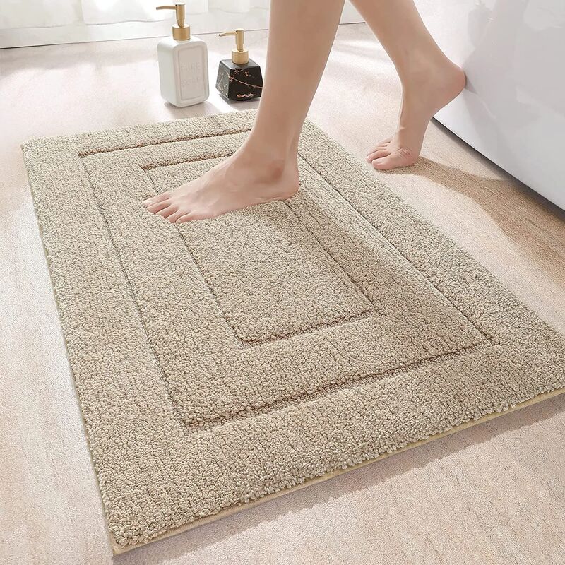 Simple Striped Microfiber Bath Mat Absorbent and Quick-drying Foot Mat  Super Soft Flocking Bath Rug TPR Non-slip Entrance Mat