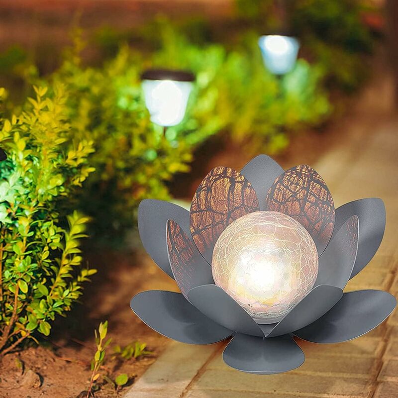 RHAFAYRE Lampe Solaire Fleur de Lotus - Fleur LED Lumineuse Rechargeable  par Énergie Solaire - Décoration Écologique Jardin Étang Lumière de Chemin