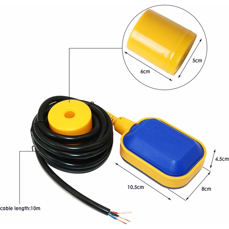 Dww-interrupteur Flotteur Contrle Automatique De Niveau D'eau Rgulateur Du  Niveau D'eau Avec Cble De 5m Pour Pompes Rservoir Facile Utiliser