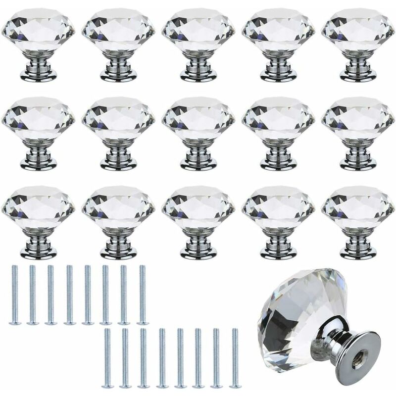 Vvikizy-Bouton de Porte forme Diamètre 30mm Cristal Clair, Boutons  d'armoire Rond Verre Boutons Décoration pour Meuble Tiroir (bleu)