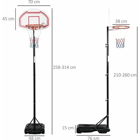 COSTWAY Panier de Basket sur Pied-Hauteur Réglable 178-208cm-Base de  Lestage sur Roulettes en