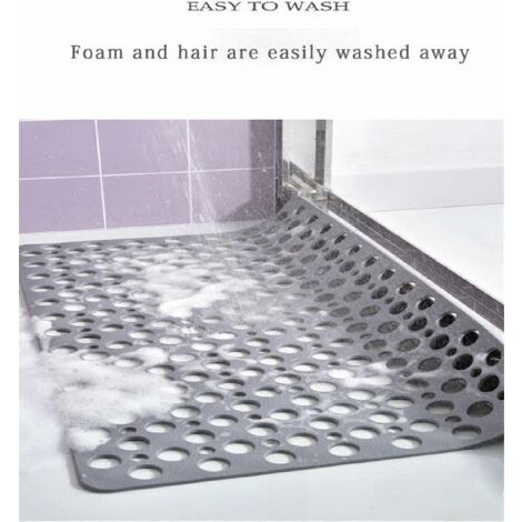 Tapis de baignoire Tapis de sol de douche antidérapants pour salle de bain Baignoire  Ventouse lavable 16 « x35 », gris
