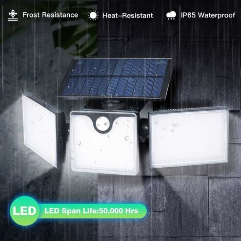 Spot solaire IP65 applique murale rechargeable LED 8W mouvement capteur  crépusculaire lumière balcon porte d'entrée