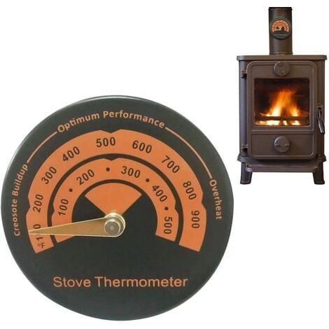 Poêle à bois magnétique Thermomètre Cheminée Ventilateur Poêle Thermomètre  avec sonde, Noir