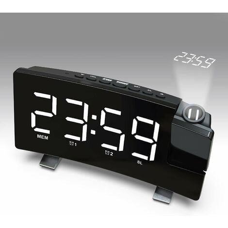 Radio Réveil à Projection, Réveil Projection Plafond 180°, Horloge  Numérique FM USB avec Double Alarmes