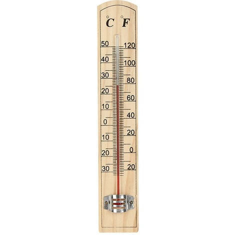 Thermomètre intérieur Marron Thermomètre à effet de serre en pin -30℃+50℃/