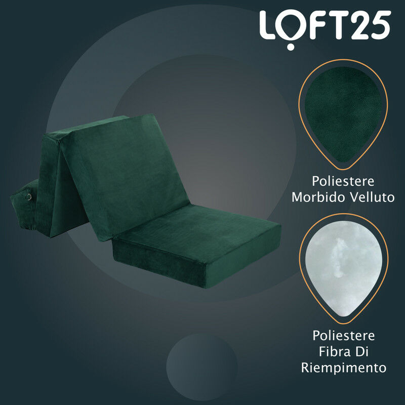 Loft 25 Materasso singolo pieghevole - Materasso futon pieghevole in  velluto a coste con cinghie di fissaggio