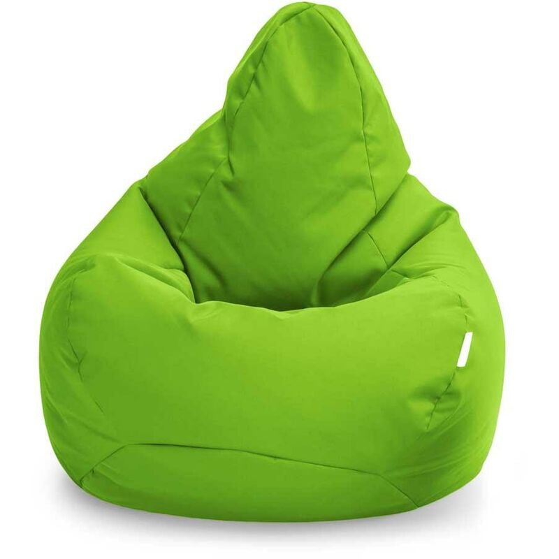 Loft 25 - Pouf poltrona a sacco per soggiorno - Poltrona pouf con schienale  alto per rilassarsi - Pouf a sacco per giochi - (Tessuto con trama  intrecciata) - Nocciola