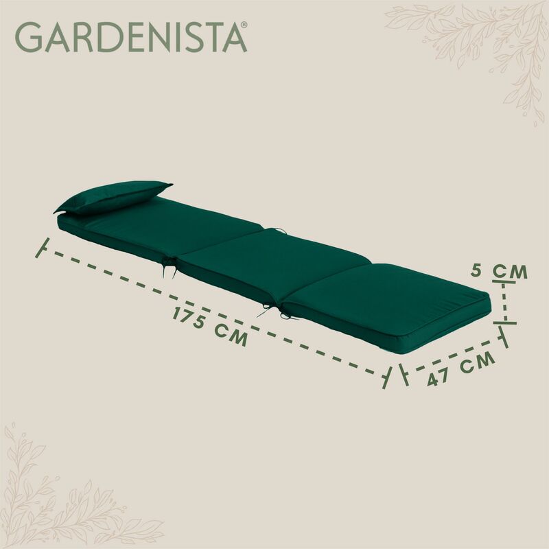 Cuscino Per Sdraio Da Esterno 175x50x12 Cm | Blu Navy | Ispessito E Antiscivolo Con Cinghie